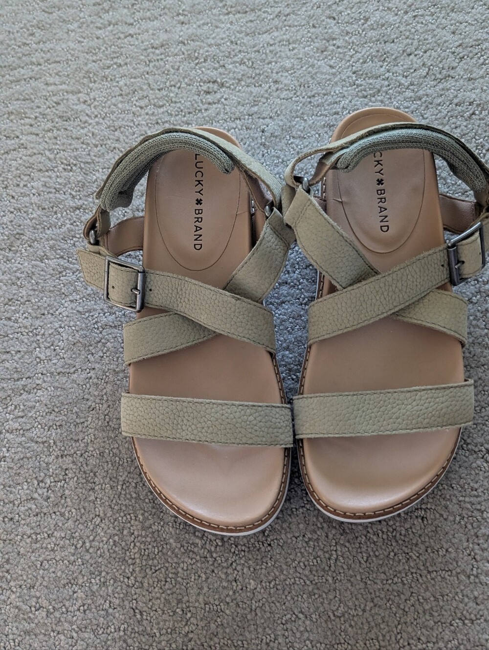 Lucky Brand Sage Green Cross-Strap Sandals